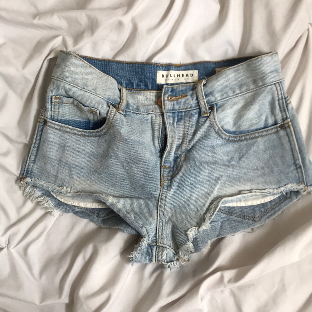 light wash denim shorts